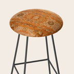 Antique Turkish Oushak Rug Print Stool Gallery Image 2