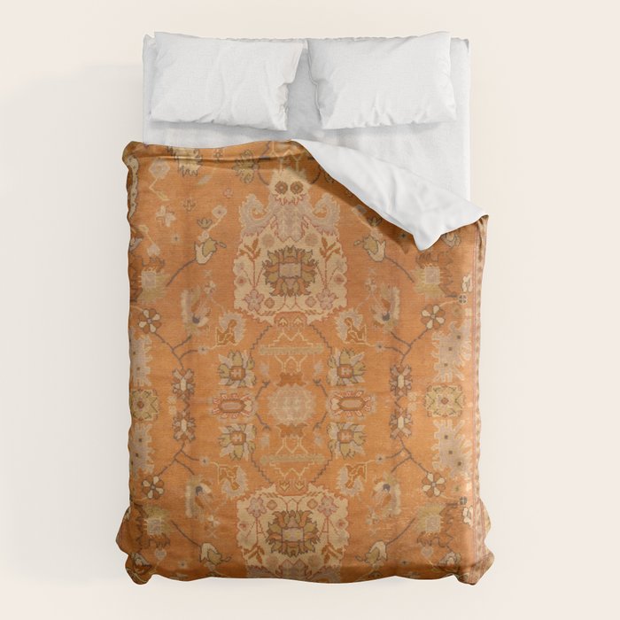 Antique Turkish Oushak Rug Print Duvet Cover Gallery Image 1
