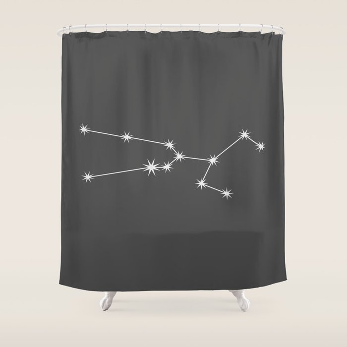 Taurus Zodiac Star Constellation Line Art Grey Shower Curtain Gallery Image 1