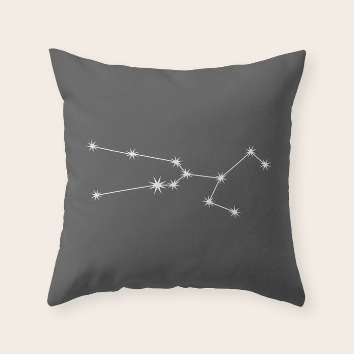 Taurus Zodiac Star Constellation Line Art Grey Throw Pillow Gallery Image 6