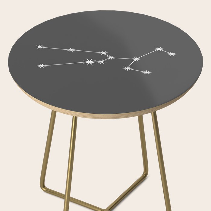 Taurus Zodiac Star Constellation Line Art Grey Side Table Gallery Image 2