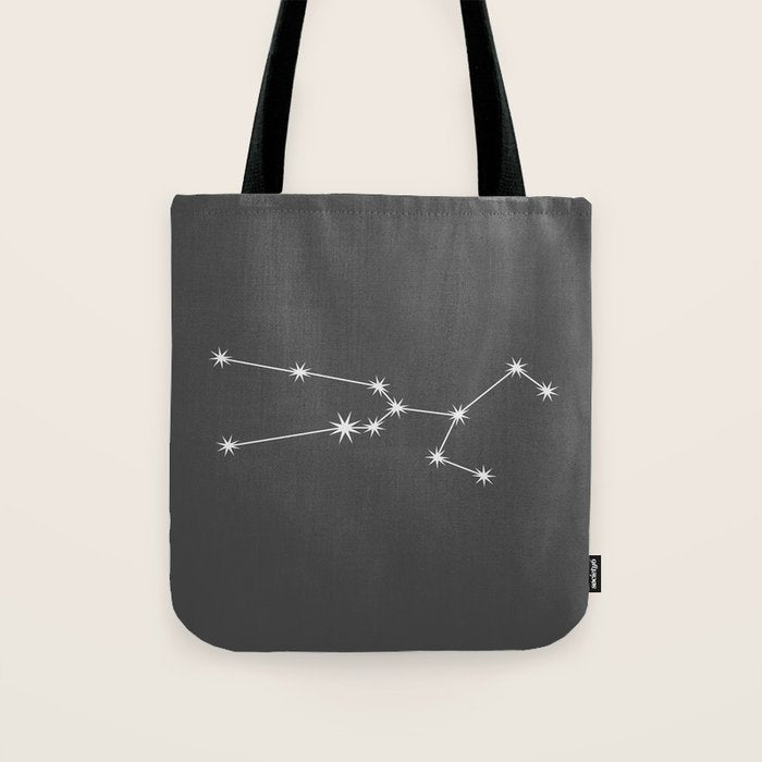 Taurus Zodiac Star Constellation Line Art Grey Tote Bag Gallery Image 1