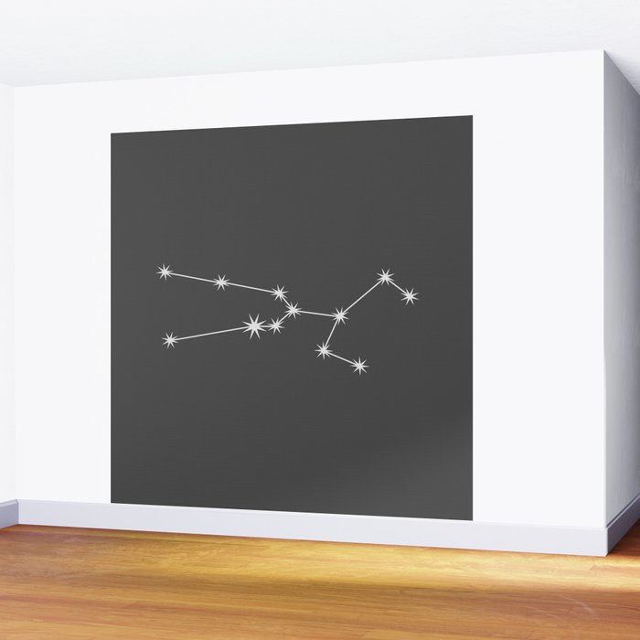 Taurus Zodiac Star Constellation Line Art Grey Wall Mural Gallery Image 2