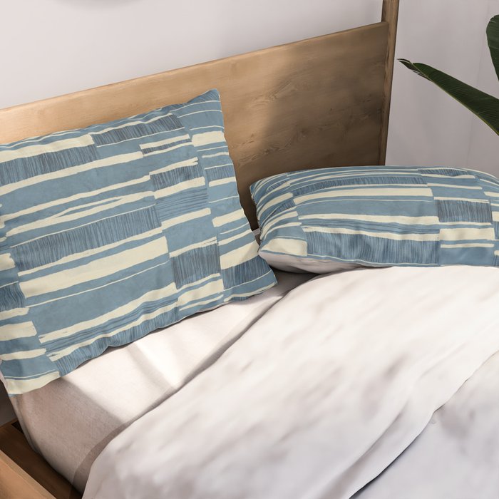 Scratchy Blocks - Seaside Blue Pillow Sham Gallery Image 2