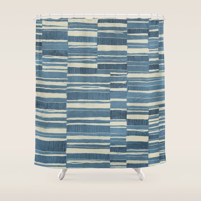 Scratchy Blocks - Seaside Blue Shower Curtain Gallery Image 1