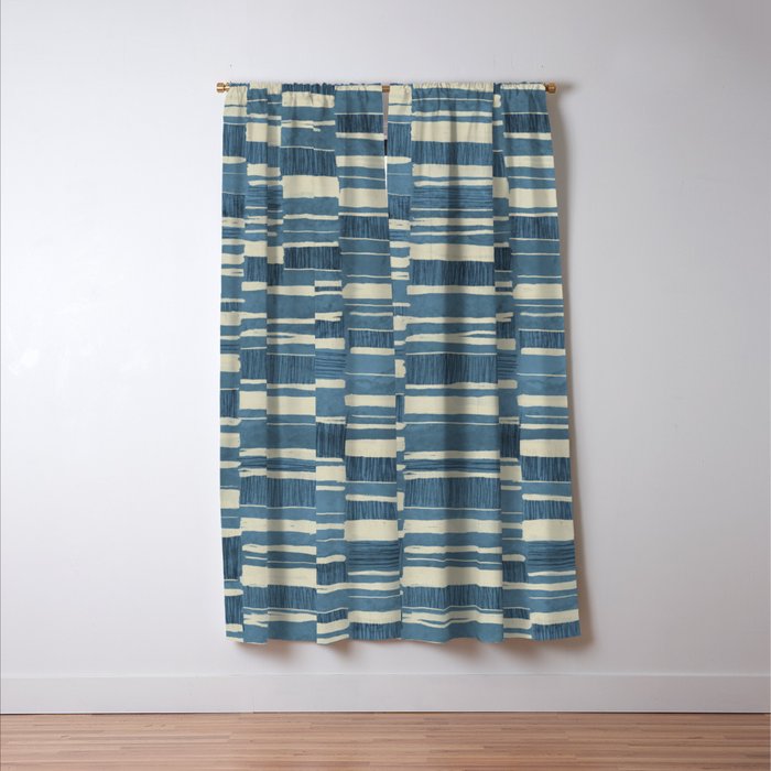 Scratchy Blocks - Seaside Blue Window Curtain Gallery Image 3