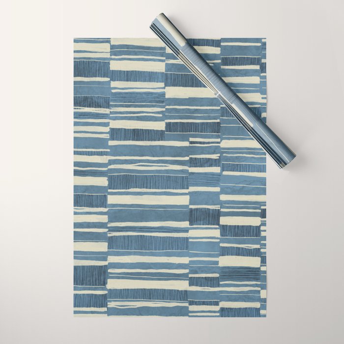 Scratchy Blocks - Seaside Blue Wrapping Paper Gallery Image 1