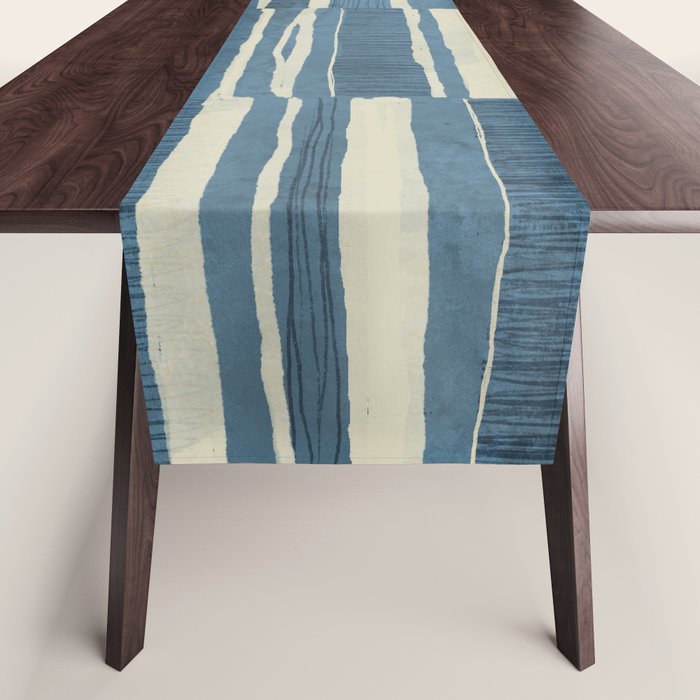 Scratchy Blocks - Seaside Blue Table Runner Gallery Image 1