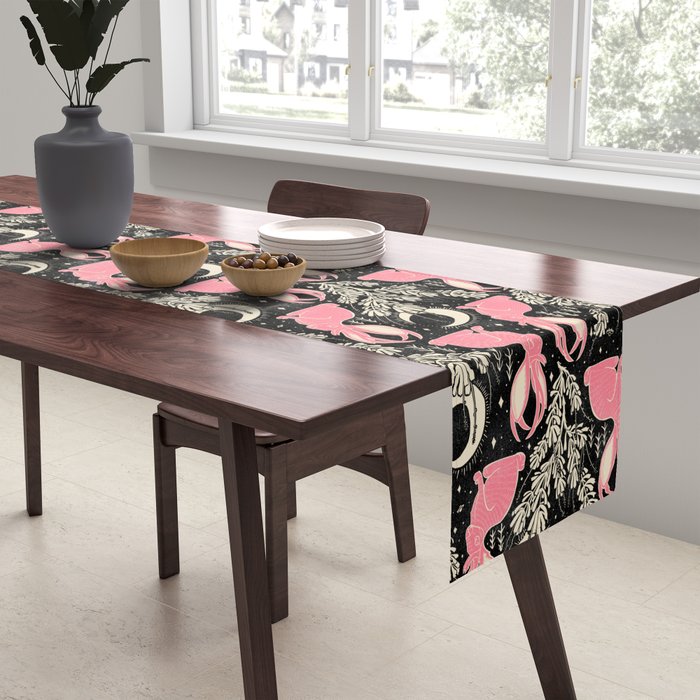 Jackalope - black and pink Table Runner Gallery Image 2