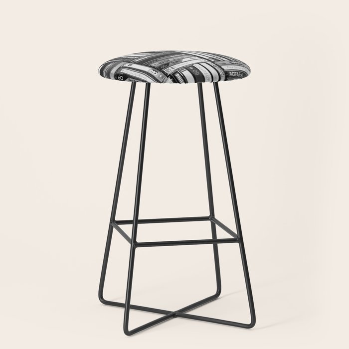 Music Cassette Stacks - Black and White - Something Nostalgic IV #decor #society6 #buyart Stool Gallery Image 1