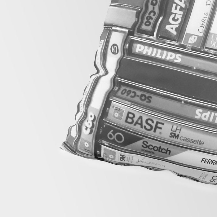 Music Cassette Stacks - Black and White - Something Nostalgic IV #decor #society6 #buyart Pillow Sham Gallery Image 4