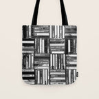 Music Cassette Stacks - Black and White - Something Nostalgic IV #decor #society6 #buyart Tote Bag Gallery Image 1