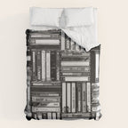 Music Cassette Stacks - Black and White - Something Nostalgic IV #decor #society6 #buyart Duvet Cover Gallery Image 6