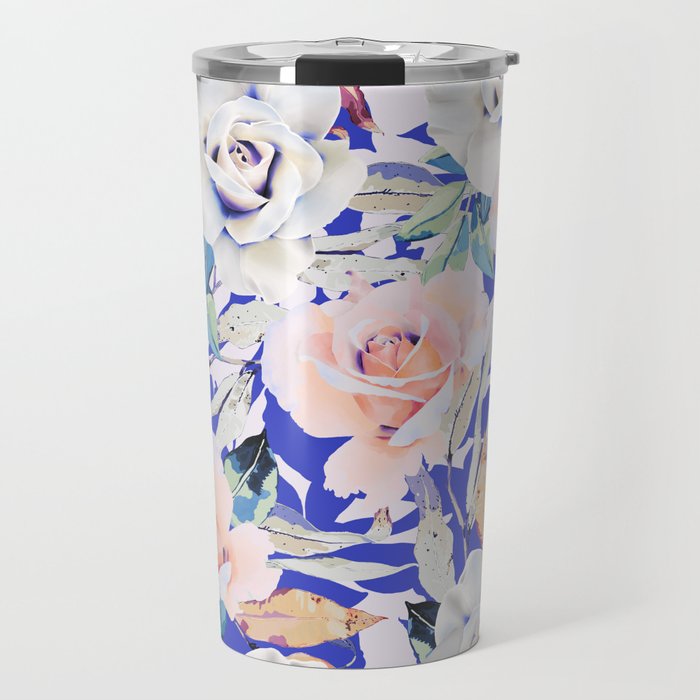 Modern Vibrant Flowery Garden B Travel Mug Gallery Image 1