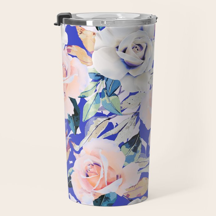 Modern Vibrant Flowery Garden B Travel Mug Gallery Image 3