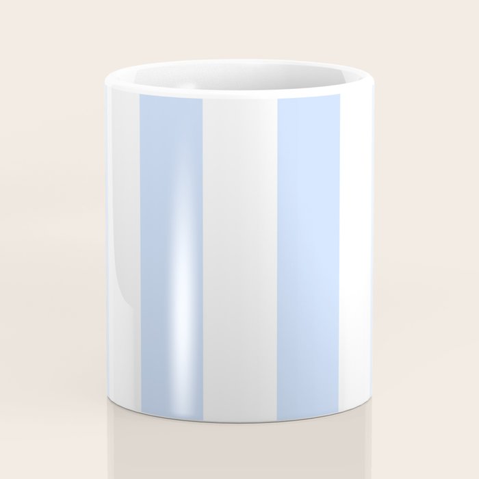 Pale Pastel Powder Blue and White Cabana Stripes Coffee Mug Gallery Image 4