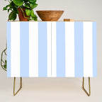 Pale Pastel Powder Blue and White Cabana Stripes Credenza Gallery Image 1