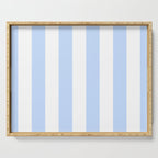 Pale Pastel Powder Blue and White Cabana Stripes Serving Tray Gallery Image 1