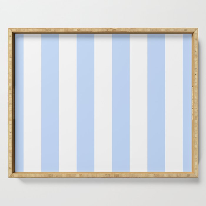Pale Pastel Powder Blue and White Cabana Stripes Serving Tray Gallery Image 1