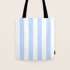 Pale Pastel Powder Blue and White Cabana Stripes Tote Bag Gallery Image 1