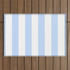 Pale Pastel Powder Blue and White Cabana Stripes Outdoor Rug Gallery Image 1