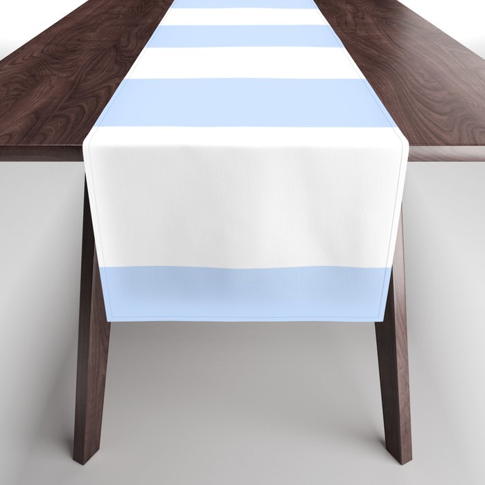 Pale Pastel Powder Blue and White Cabana Stripes Table Runner Gallery Image 1