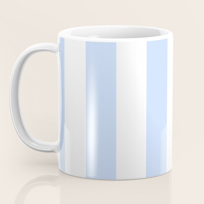 Pale Pastel Powder Blue and White Cabana Stripes Coffee Mug Gallery Image 3