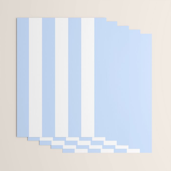 Pale Pastel Powder Blue and White Cabana Stripes Wrapping Paper Gallery Image 3