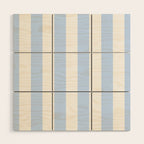 Pale Pastel Powder Blue and White Cabana Stripes Wood Wall Art Gallery Image 1
