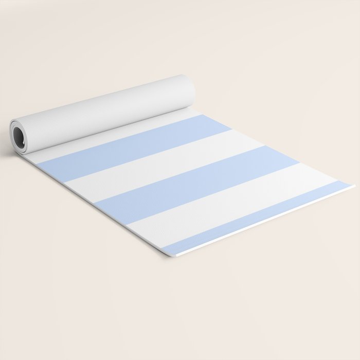 Pale Pastel Powder Blue and White Cabana Stripes Yoga Mat Gallery Image 2