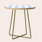 Pale Pastel Powder Blue and White Cabana Stripes Side Table Gallery Image 1