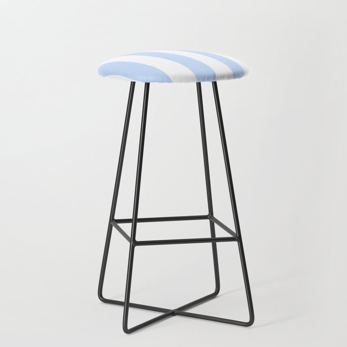 Pale Pastel Powder Blue and White Cabana Stripes Stool Gallery Image 1