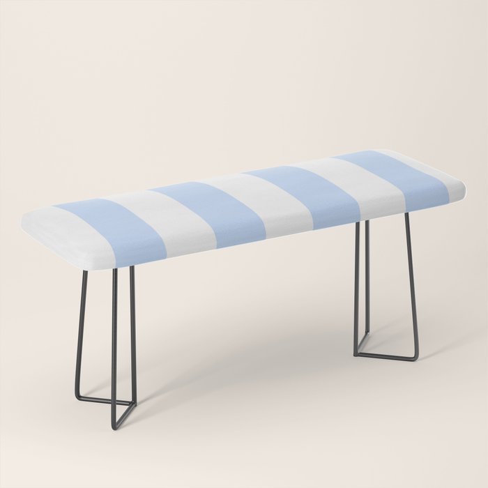 Pale Pastel Powder Blue and White Cabana Stripes Bench Gallery Image 1