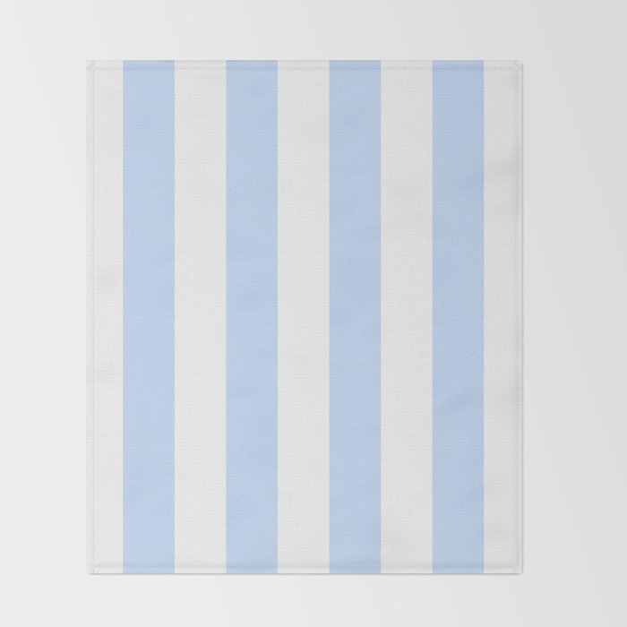 Pale Pastel Powder Blue and White Cabana Stripes Throw Blanket Gallery Image 2