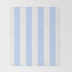 Pale Pastel Powder Blue and White Cabana Stripes Throw Blanket Gallery Image 2