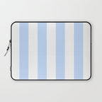 Pale Pastel Powder Blue and White Cabana Stripes Laptop Sleeve Gallery Image 1
