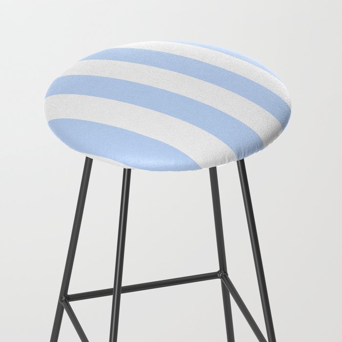 Pale Pastel Powder Blue and White Cabana Stripes Stool Gallery Image 2