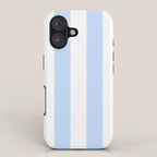 Pale Pastel Powder Blue and White Cabana Stripes iPhone Case Gallery Image 1