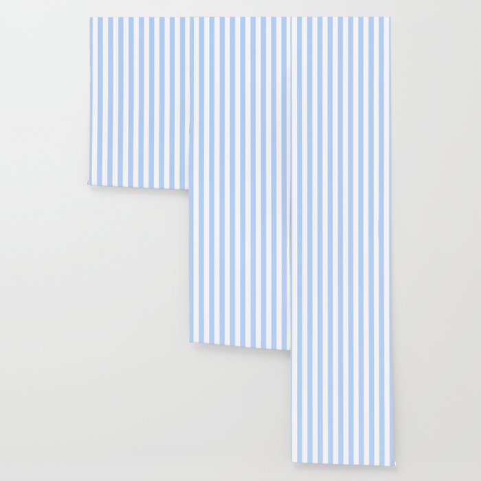 Pale Pastel Powder Blue and White Cabana Stripes Wallpaper Gallery Image 3
