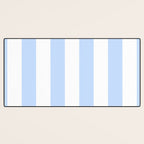 Pale Pastel Powder Blue and White Cabana Stripes Desk Mat Gallery Image 3