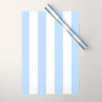 Pale Pastel Powder Blue and White Cabana Stripes Wrapping Paper Gallery Image 1