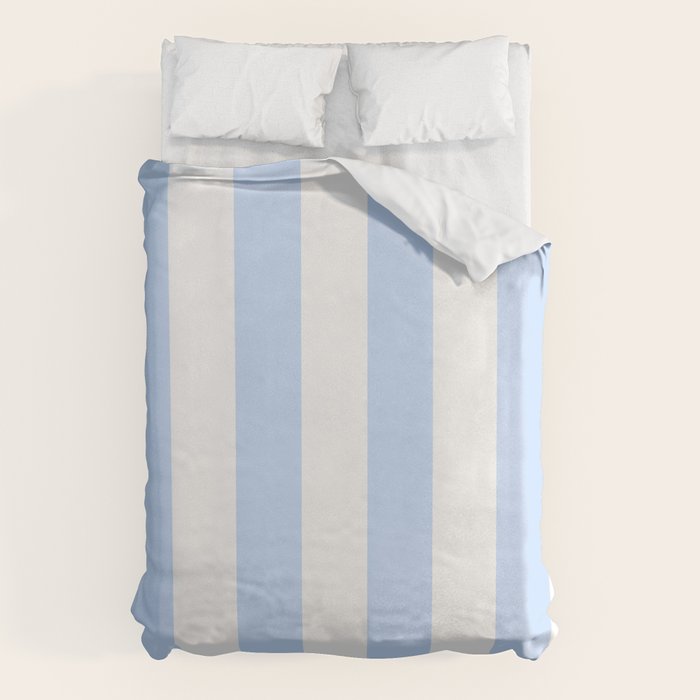 Pale Pastel Powder Blue and White Cabana Stripes Duvet Cover Gallery Image 6