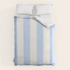 Pale Pastel Powder Blue and White Cabana Stripes Duvet Cover Gallery Image 6