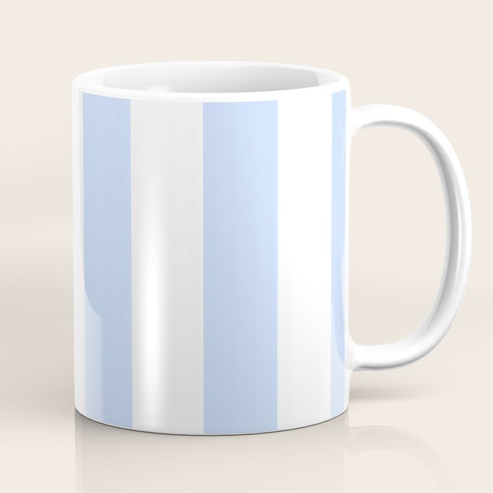 Pale Pastel Powder Blue and White Cabana Stripes Coffee Mug Gallery Image 1