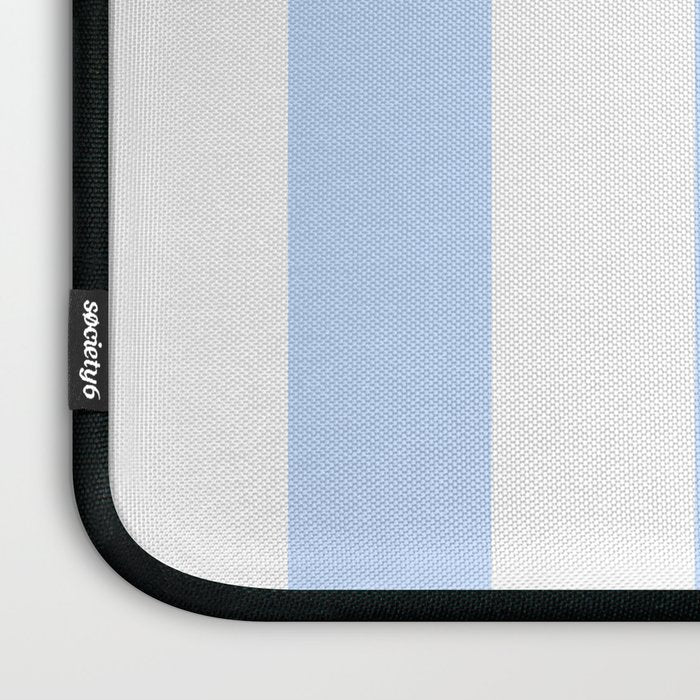 Pale Pastel Powder Blue and White Cabana Stripes Laptop Sleeve Gallery Image 3