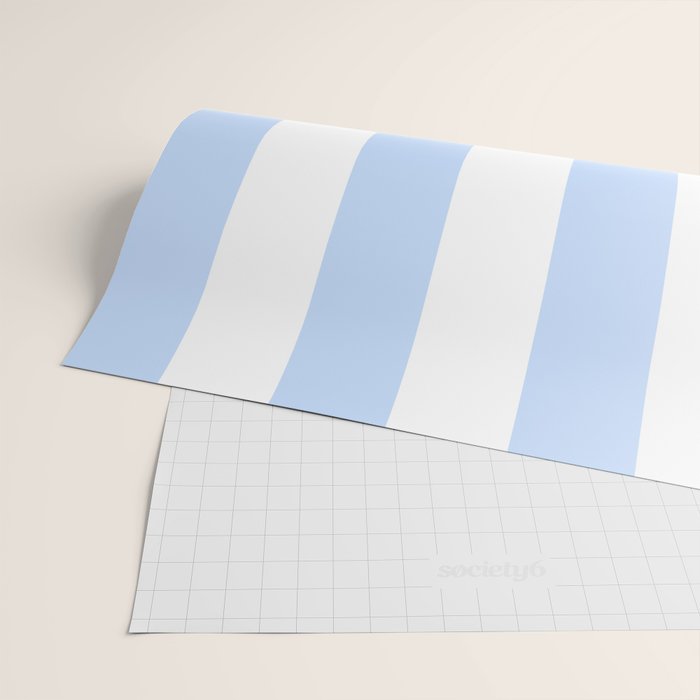 Pale Pastel Powder Blue and White Cabana Stripes Wrapping Paper Gallery Image 2