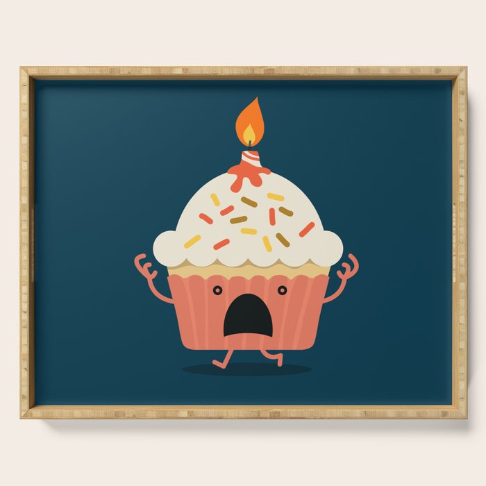 Cupcake on fire Serving Tray Gallery Image 1
