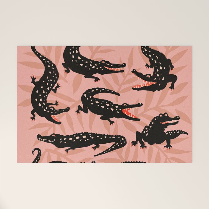 Alligator Collection - Black & Peach Welcome Mat Gallery Image 1