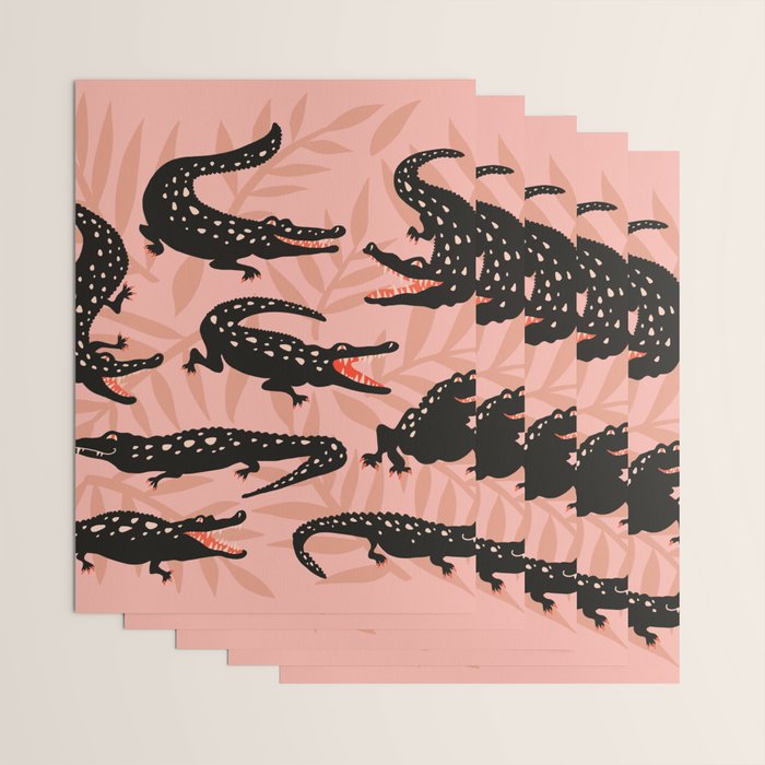 Alligator Collection - Black & Peach Wrapping Paper Gallery Image 3