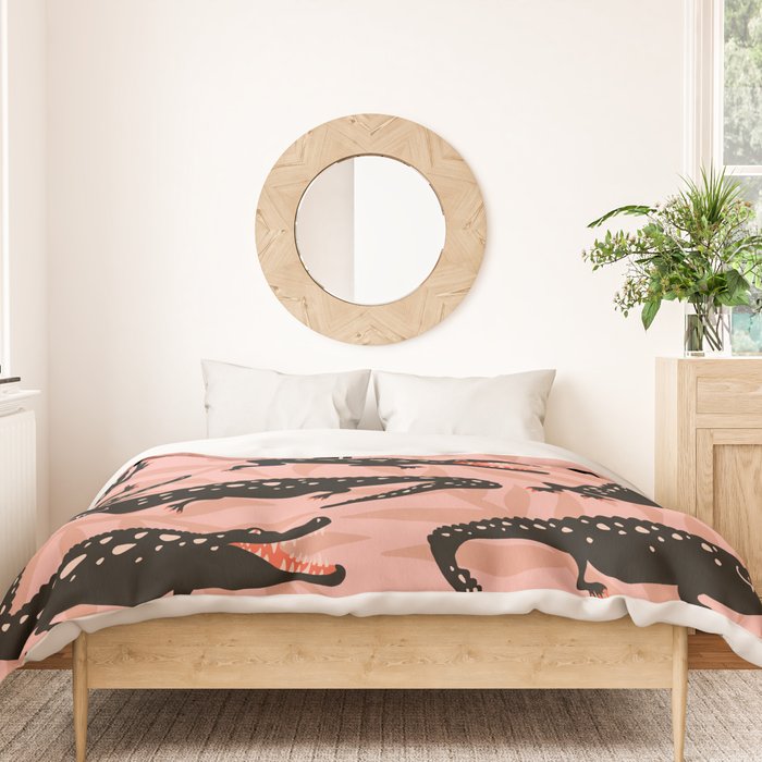 Alligator Collection - Black & Peach Duvet Cover Gallery Image 3